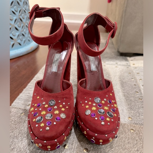 Prada Suede Embellished Platforms - Picture 3 of 6